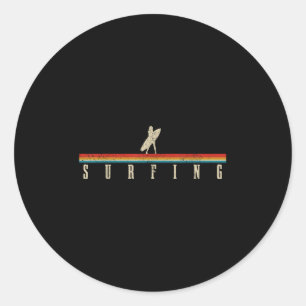 Vintage Surfer Retro Surfing Beach Surf _1  Classic Round Sticker
