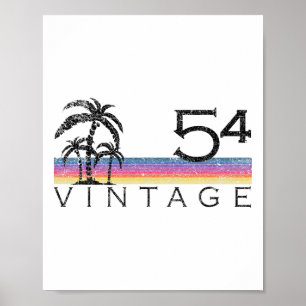Vintage Surfing 1954 Pacific Ocean Sunset 70th Bir Poster