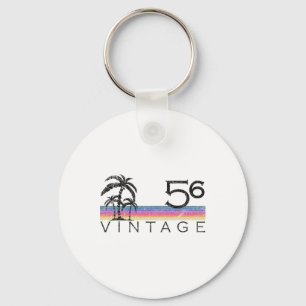 Vintage Surfing 1956 Pacific Ocean Sunset Birthday Key Ring
