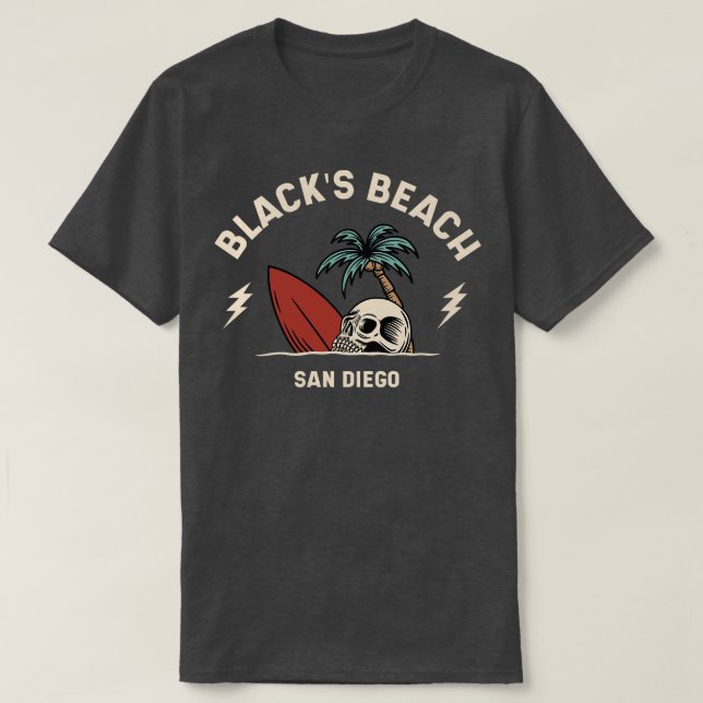 Vintage Surfing Blacks Beach San Diego T-Shirt (Design Front)