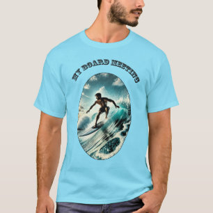 Vintage Surfing Durfer Riding a Large Wave URM T-Shirt