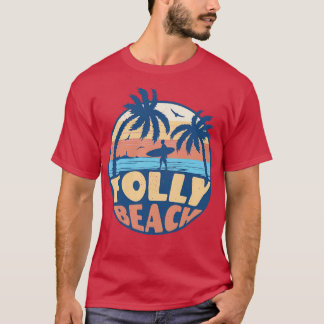 Vintage Surfing Folly Beach South olina Retro Summ T-Shirt