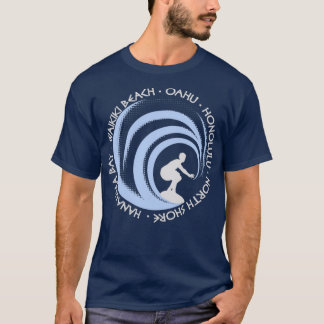 Vintage Surfing Lovers Fan Beach Oahu T-Shirt