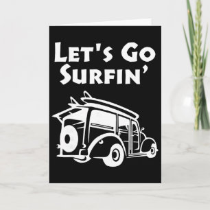 Vintage Surfing Pacific Ocean Surfboard Station Wa Card