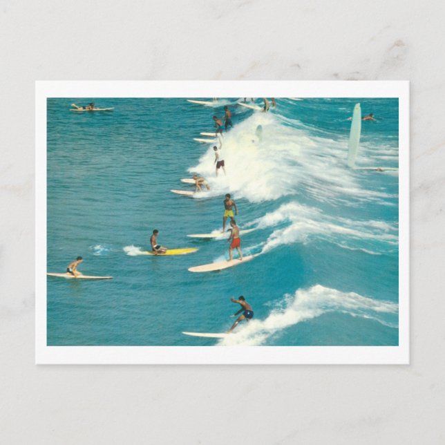 Vintage surfing scene, Florida, 1960s Postcard (Front)