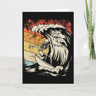 Vintage Surfing Skeleton Shirt Halloween Surfboard Card