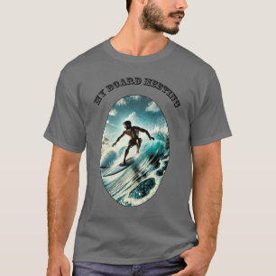 Vintage Surfing Surfer Riding a Large Wave URM T-Shirt