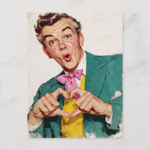 Vintage Surprise Heart Gesture Postcard