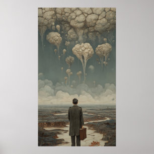 Vintage Surreal Digital Illustration Dreamscape Wa Poster