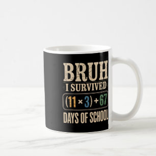 Vintage Survived 100 Days School Bruh Math Equatio Coffee Mug