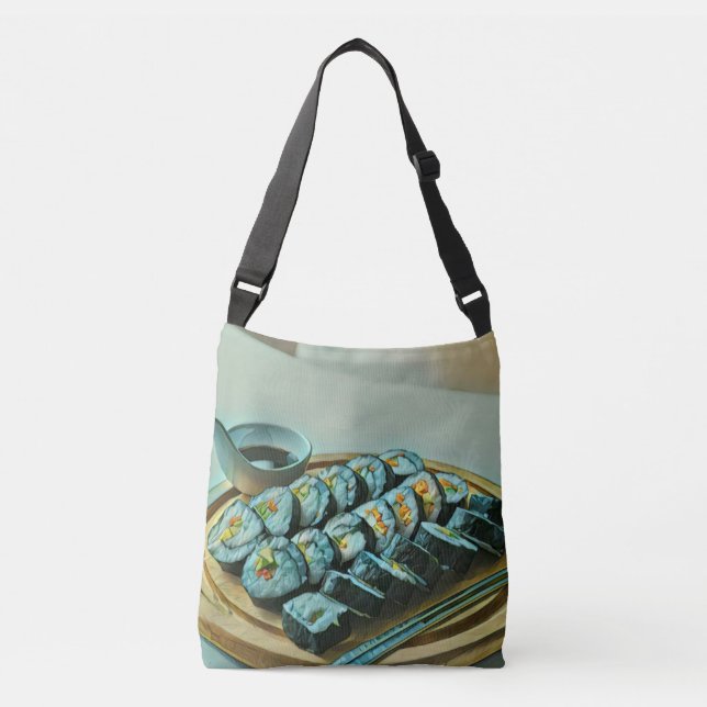 Vintage Sushi Artwork Crossbody Bag (Front)