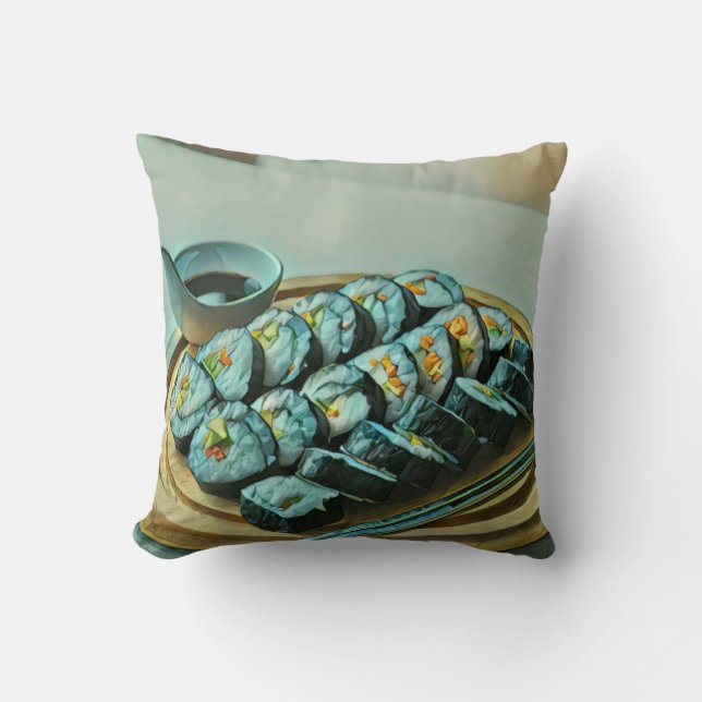 Vintage Sushi Artwork Cushion (Front)