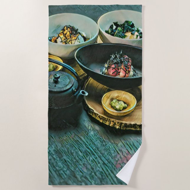 Vintage Sushi gift Beach Towel (Front)
