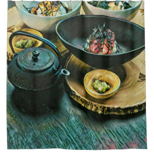 Vintage Sushi gift Shower Curtain