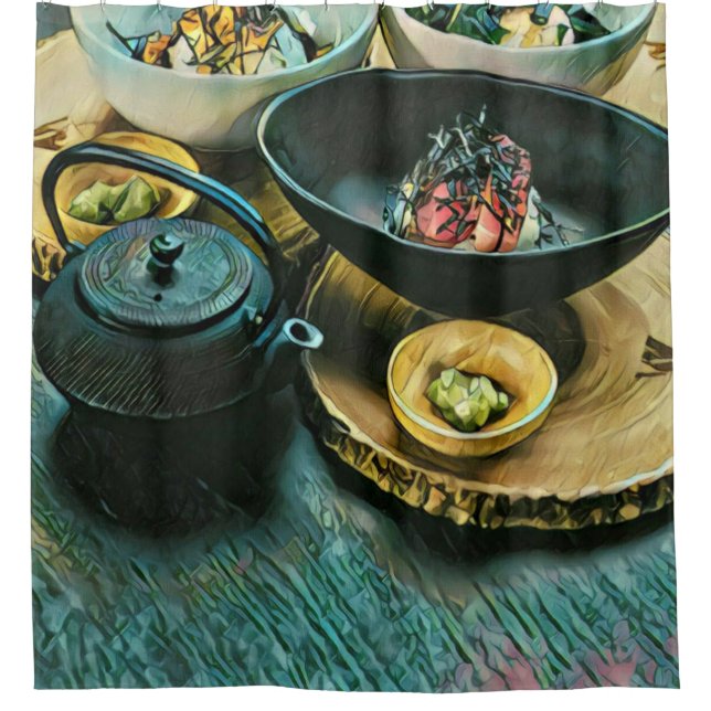 Vintage Sushi gift Shower Curtain (Front)