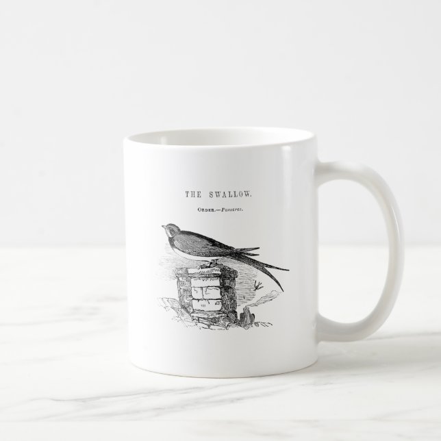 Vintage swallow bird coffee mug (Right)