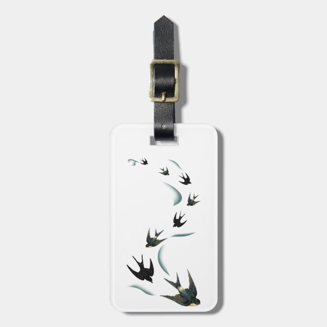 Vintage Swallow Birds Art Luggage Tag (Front Vertical)