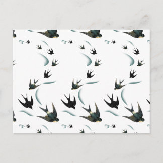 Vintage Swallow Birds Art Postcard