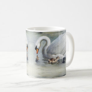 Vintage Swan Birds Cygnets Wildlife Animals Mug