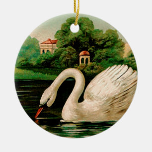 Vintage Swan in the Lake Ceramic Tree Decoration
