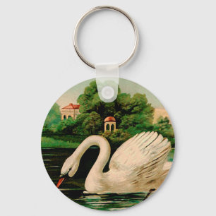 Vintage Swan in the Lake Key Ring