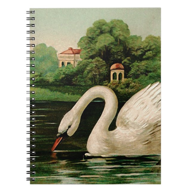 Vintage Swan in the Lake Notebook (Front)