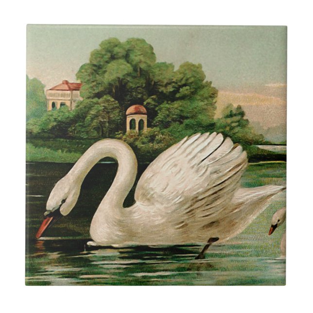 Vintage Swan in the Lake Tile (Front)