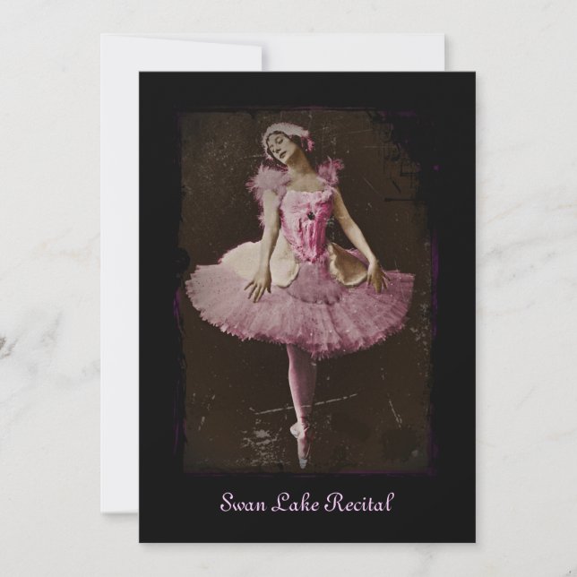 Vintage Swan Lake Invitation (Front)