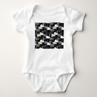 Vintage Swan Lake: Monotone Pattern. Baby Bodysuit