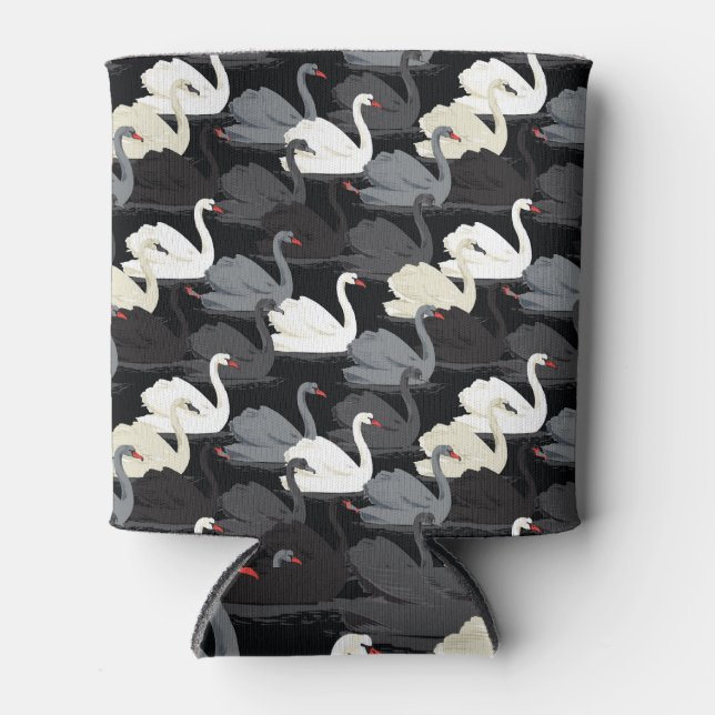 Vintage Swan Lake: Monotone Pattern. Can Cooler (Front)