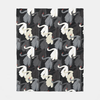 Vintage Swan Lake: Monotone Pattern. Fleece Blanket