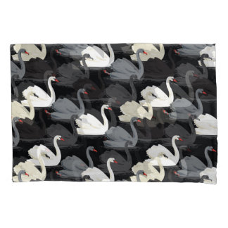 Vintage Swan Lake: Monotone Pattern. Pillowcase