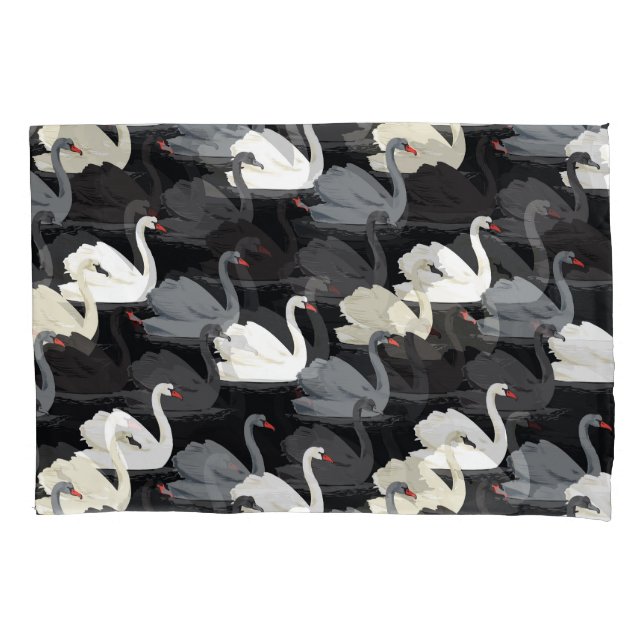 Vintage Swan Lake: Monotone Pattern. Pillowcase (Front)