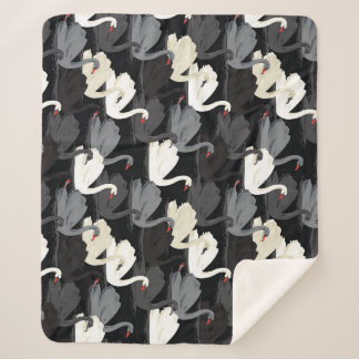 Vintage Swan Lake: Monotone Pattern. Sherpa Blanket