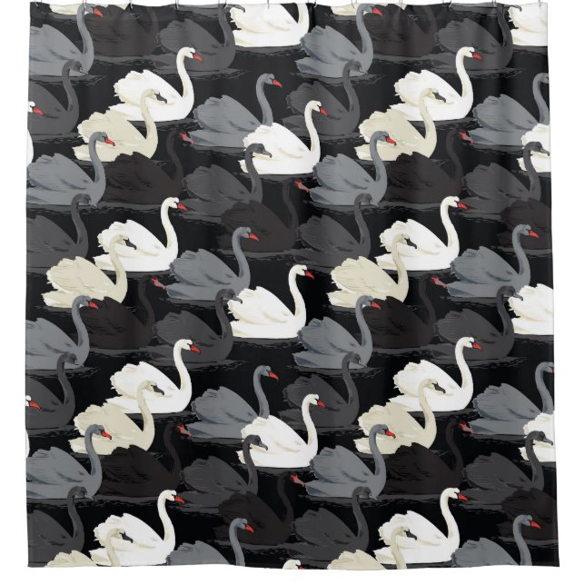 Vintage Swan Lake: Monotone Pattern. Shower Curtain (Front)