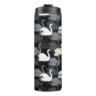 Vintage Swan Lake: Monotone Pattern. Thermal Tumbler