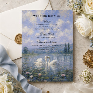 Vintage Swan Lake Wedding Details Card   Romantic 