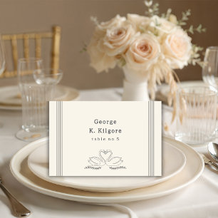 Vintage Swan Stripes Wedding Table Place Card