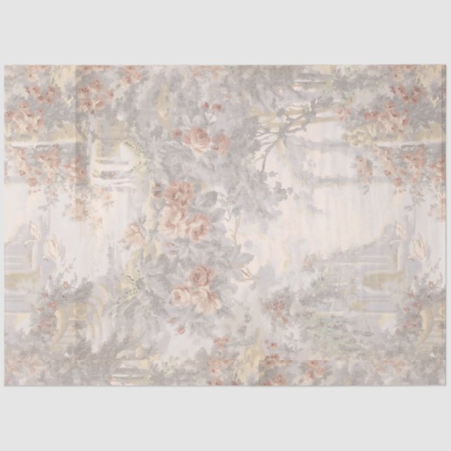 Vintage Swans Among Ruins Pattern Tissue Paper (Front)