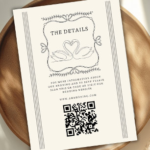 Vintage Swans QR Code Wedding Details  Enclosure Card