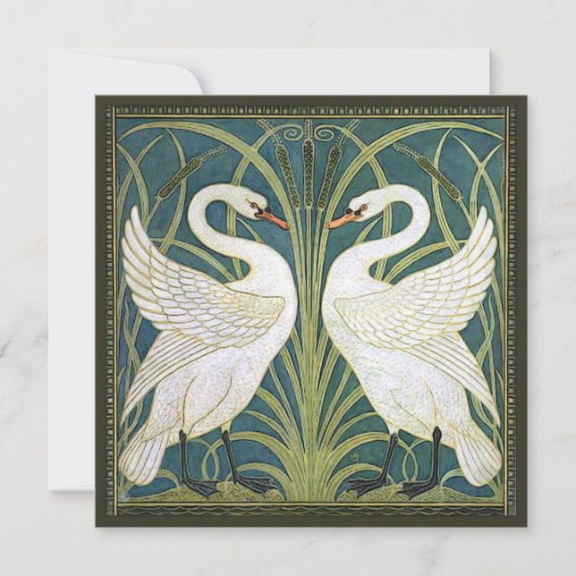 Vintage Swans Square Wedding Invitation (Front)