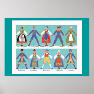 Vintage Sweden, Traditional regional costumes 1 Poster