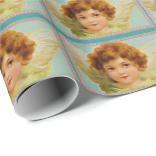 Vintage Sweet Angel Face Gift Wrapping Paper