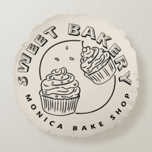 Vintage Sweet Bakery Logo Round Cushion