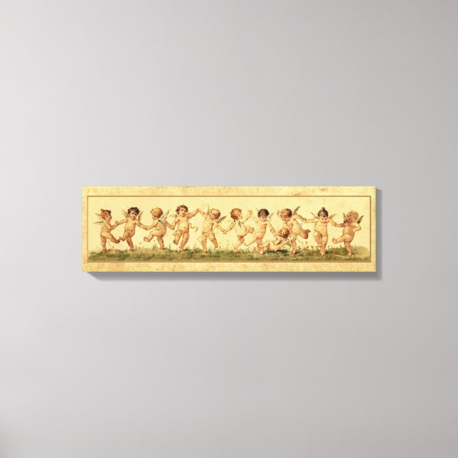 Vintage Sweet Happily Dancing Cherubs Canvas Print (Front)