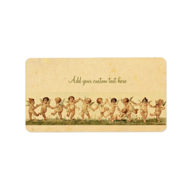 Vintage Sweet Happily Dancing Cherubs Custom Label (Front)