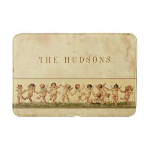 Vintage Sweet Happily Dancing Cherubs Personalised Bath Mat