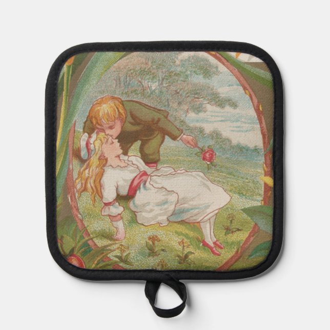 Vintage Sweet innocent Valentine, Kate Greenway Pot Holder (Front)