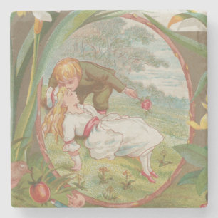 Vintage Sweet innocent Valentine, Kate Greenway Stone Coaster
