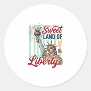 Vintage Sweet Land of Liberty Patriotic Shirt Desi Classic Round Sticker